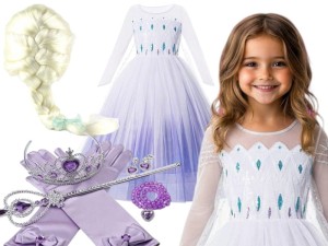 Strój Elsa Jasna z dodatkami  Peruka