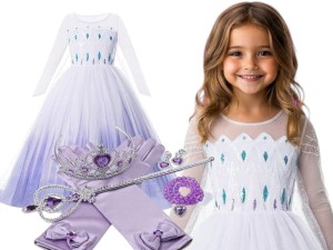 Strój Elsa Jasna z dodatkami 